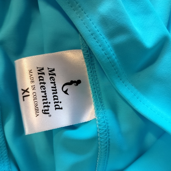 Maternity Swimwear, Adjustable Strap and Drawstring Waist Turquoise Color. - Picture 6 of 6